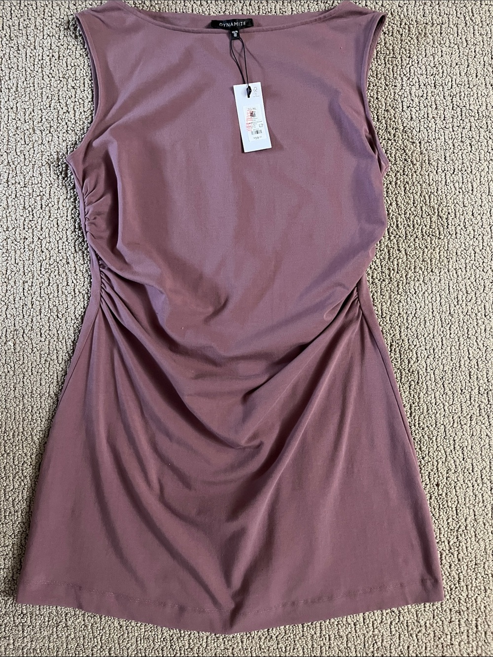 NEW Dynamite Mauve Rose Taupe color. Ruched Side Sleeveless Dress NWT XL